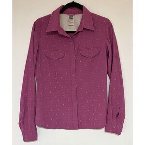 North Face Shirt Womens Sz Med Top Long Sleeve Button Pink